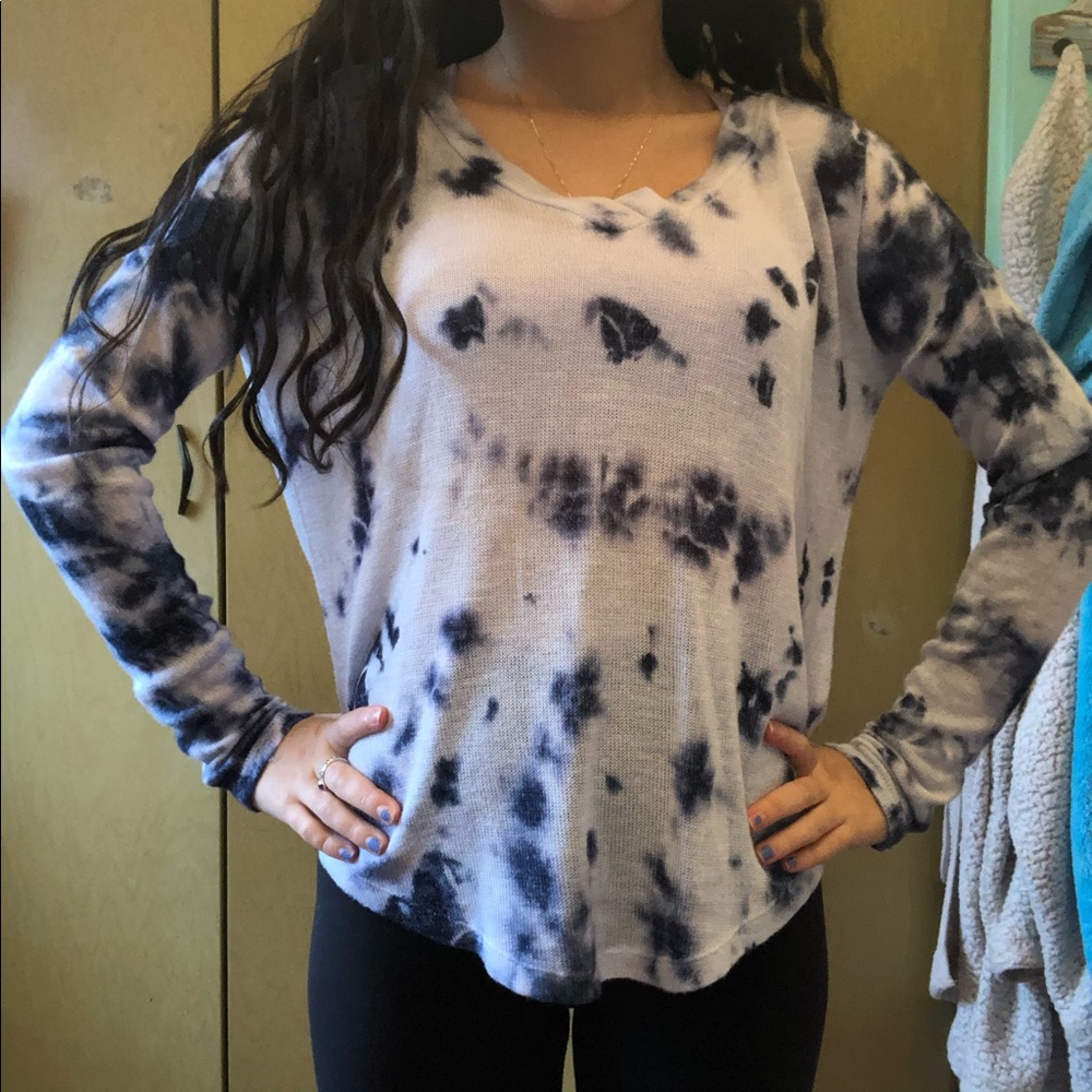Blue and white tie dye sweater